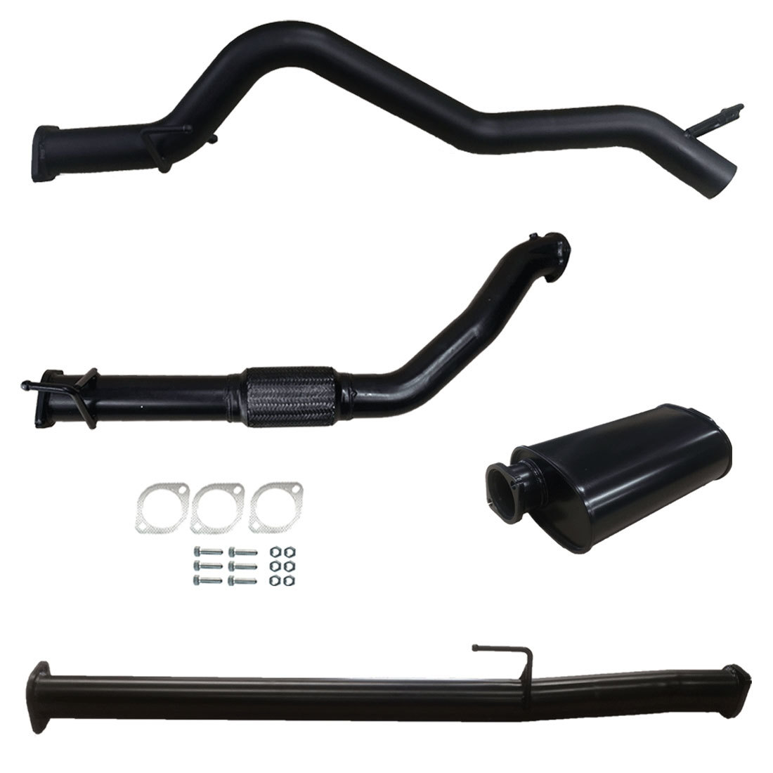 TOYOTA HILUX 3L TURBO DIESEL D4D KUN 3″ INCH TURBO BACK EXHAUST NO CAT WITH MUFFLER