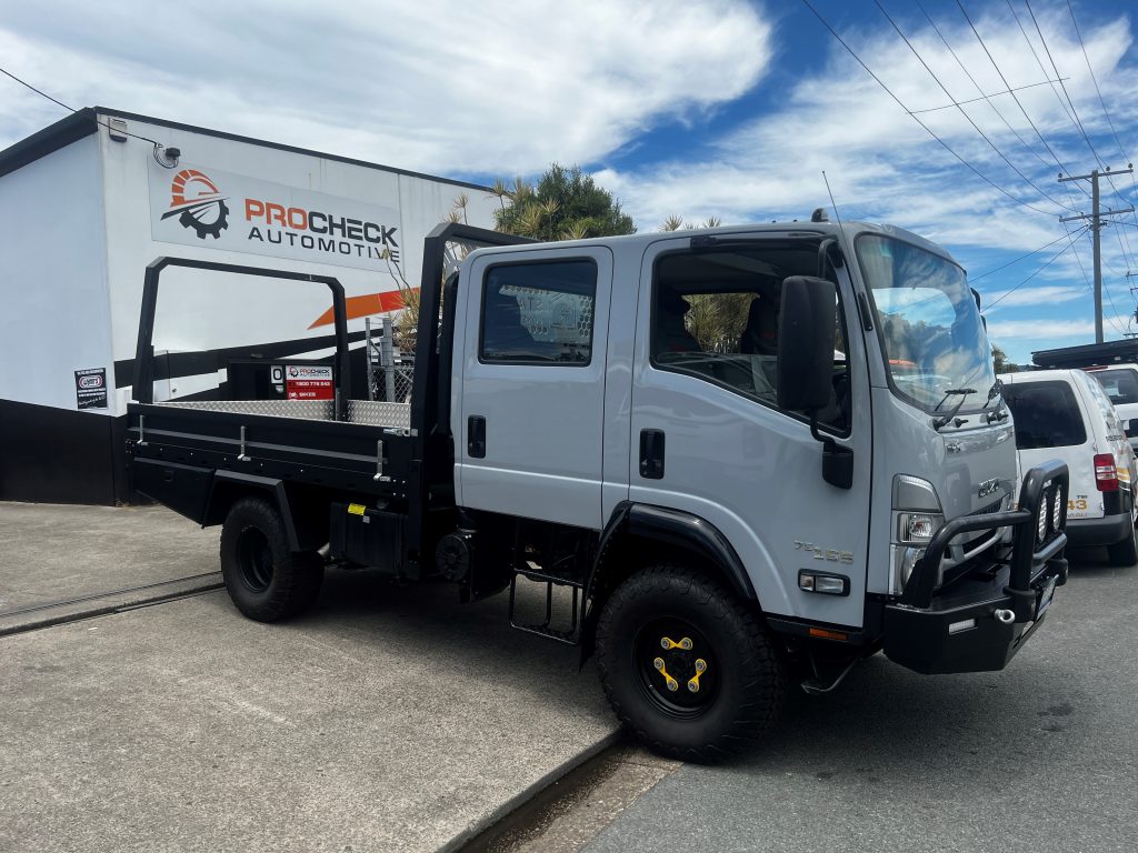 Isuzu truck at the mechanic on the Sunshine Coast