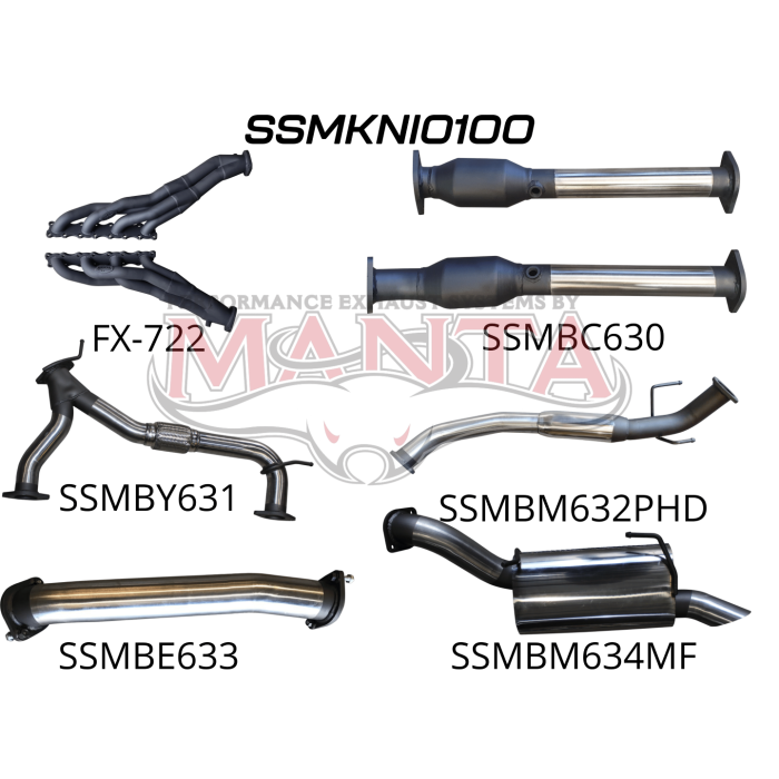 Nissan Patrol Y62 V8 5.6L Wagon 3in Full Exhaust System – Extractors, Hi Flow cats, hotdog centre