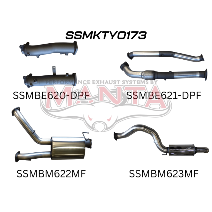 Toyota Landcruiser VDJ200 DPF 3in DUAL NO CAT, Centre Muffler, 4in Tailpipe W/ Rear Muffler